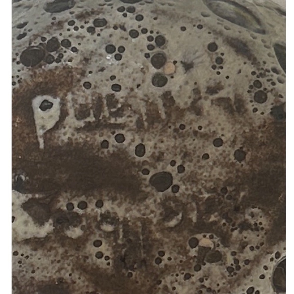 Studio Pottery Crater Glaze Bud Vase Signed Artisan Volcanic Ceramic Tan Brown4" - Picture 8 of 9